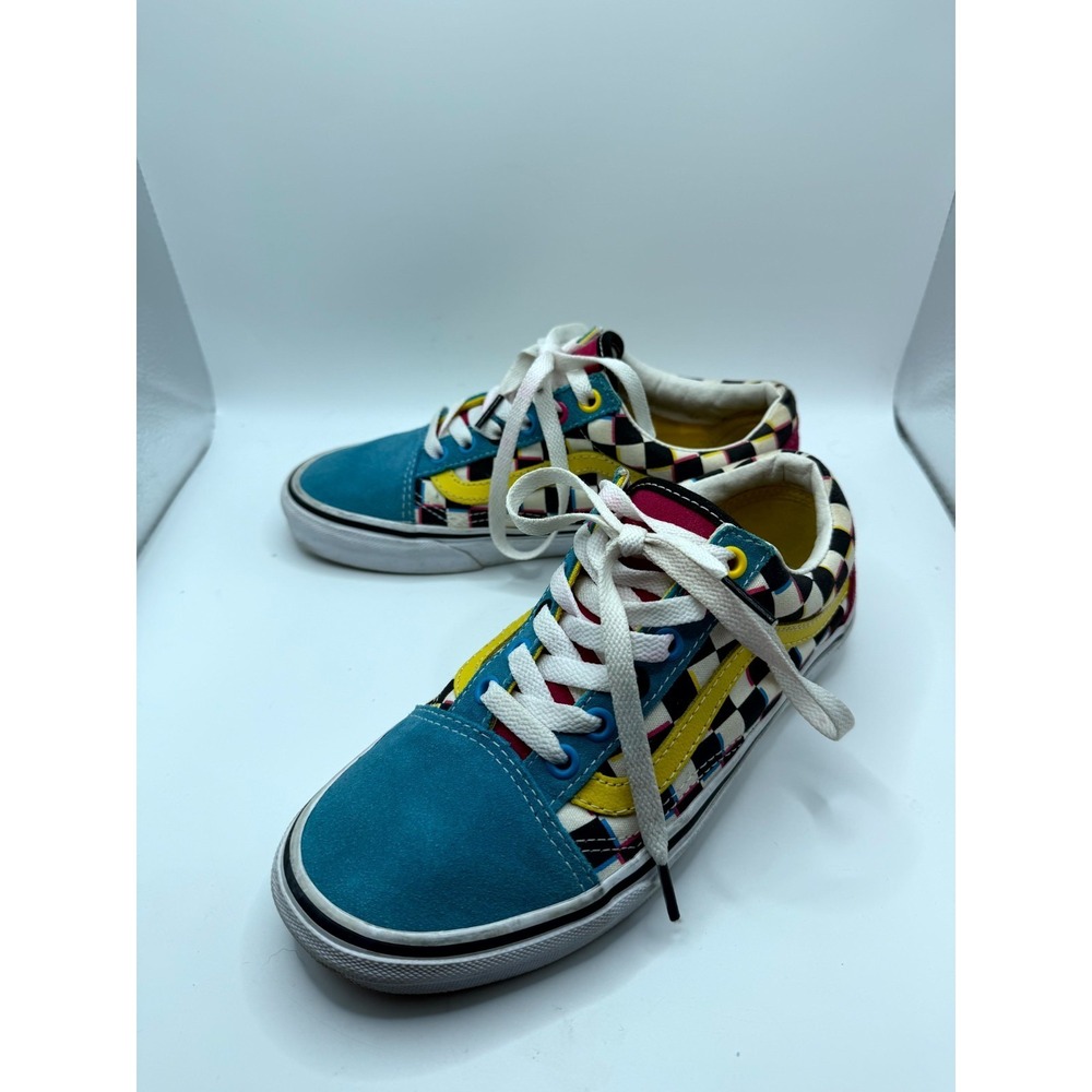 VANS Old Skool Crazy Checks Mens 5 Sneaker Multicolor Suede Skateboard Shoes